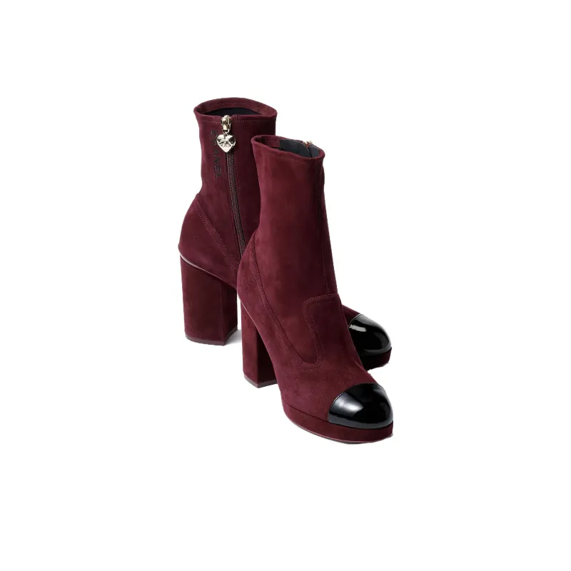 CHANEL Ankle Boots Women's Burgundy-2