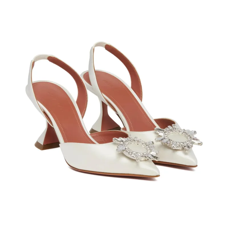 AMINA MUADDI Begum Sling High Heels 7cm Women's White-2
