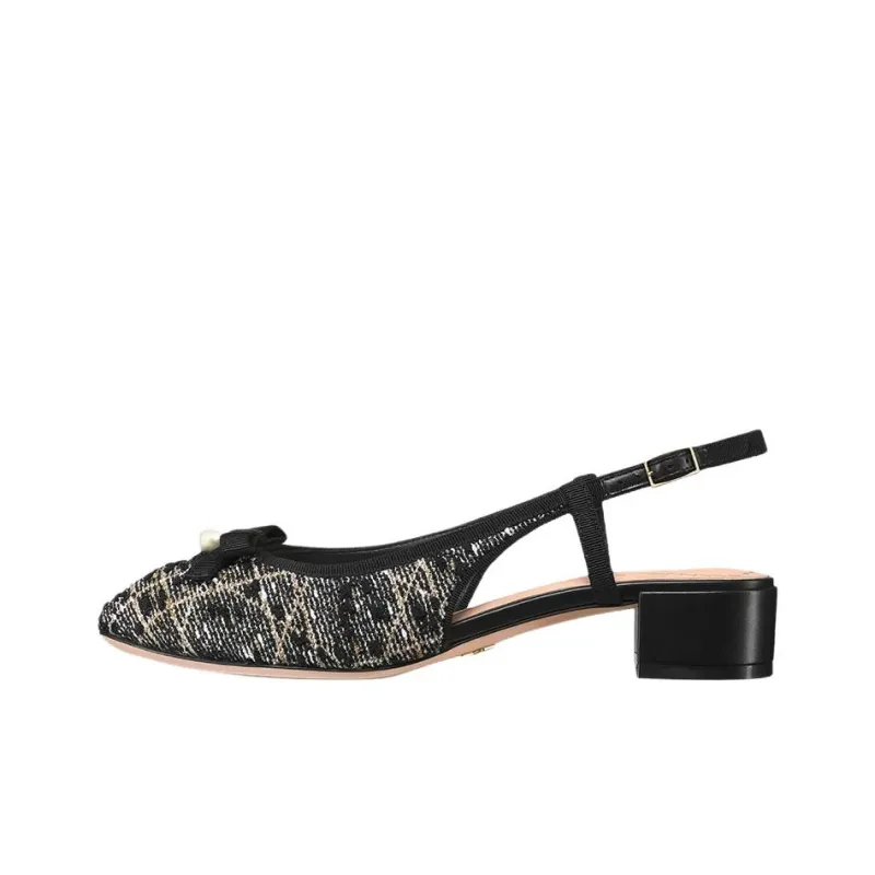DIOR Chunky Heel High Heels 3cm Women's Black-0