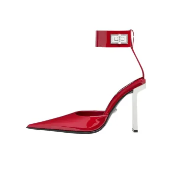 VERSACE Slice Block Heel High Heels 10.5cm Women's Red