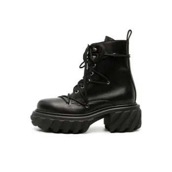 OFF WHITE Round Toe Lace Up Boots Women's