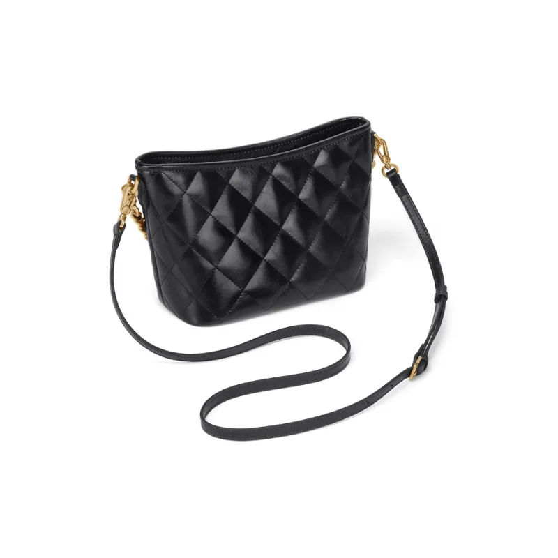 Simvay Clos Cow Leather Patchwork Synthetic Leather Shoulder Bag Crossbody Bag Women's Black/White-3