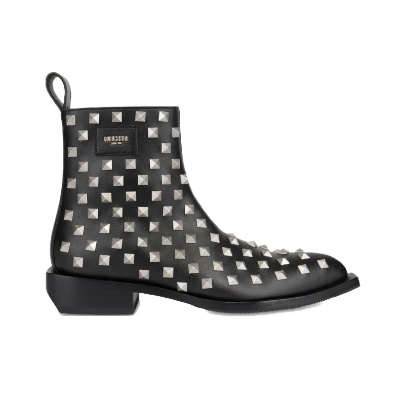 MOSCHINO Ankle Boots 4cm Men's Black-1