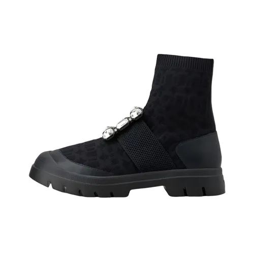 Roger Vivier Crystal-embellished Sock-style Boots