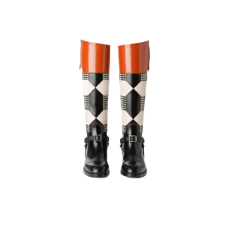 GUCCI Long Shaft Boots Women's Black White-3