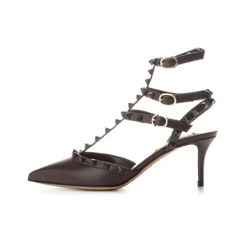 Valentino Rockstud GARAVANI Slim Heel High Heels 6cm Women's Brown