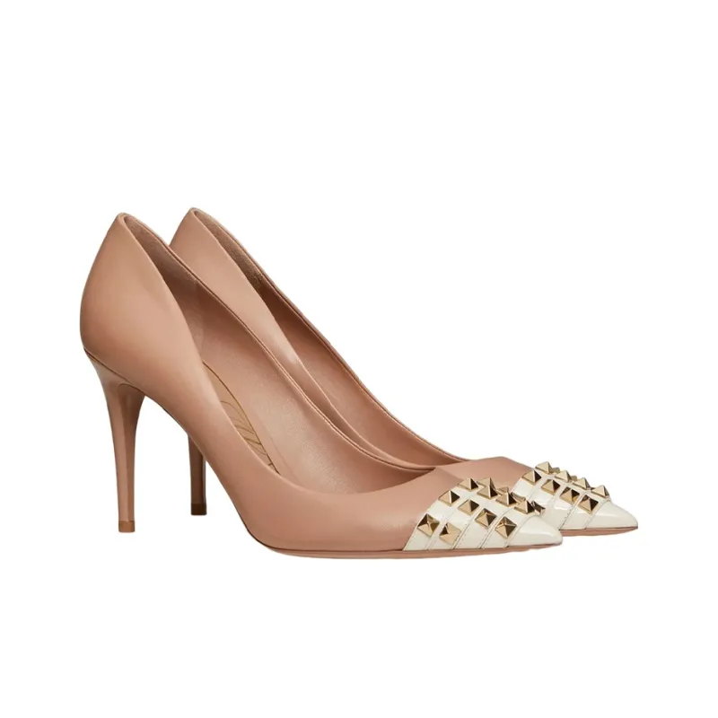 Valentino Rockstud Slim Heel High Heels 9cm Women's Rose Pink-1