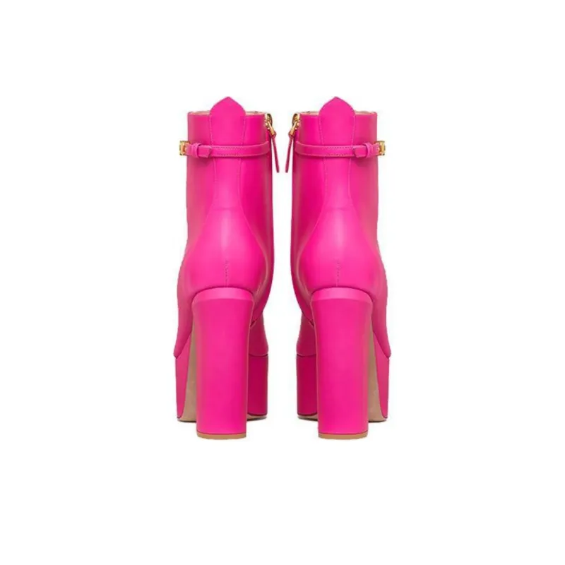 Valentino Tan Go GARAVANI Ankle Boots 12cm Women's Pink-4