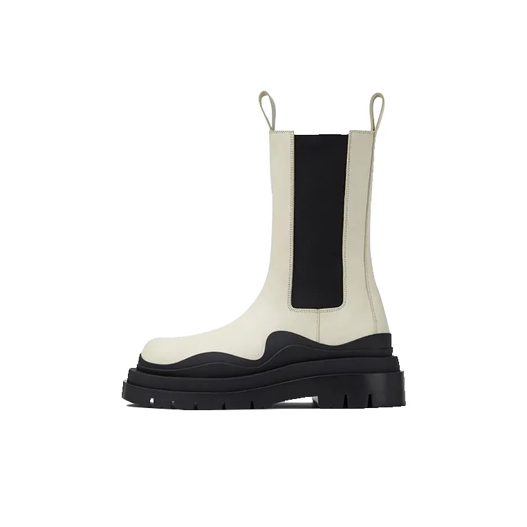 Bottega Veneta Tire Chelsea Crew Chelsea Boots 5.5cm Women's White-0