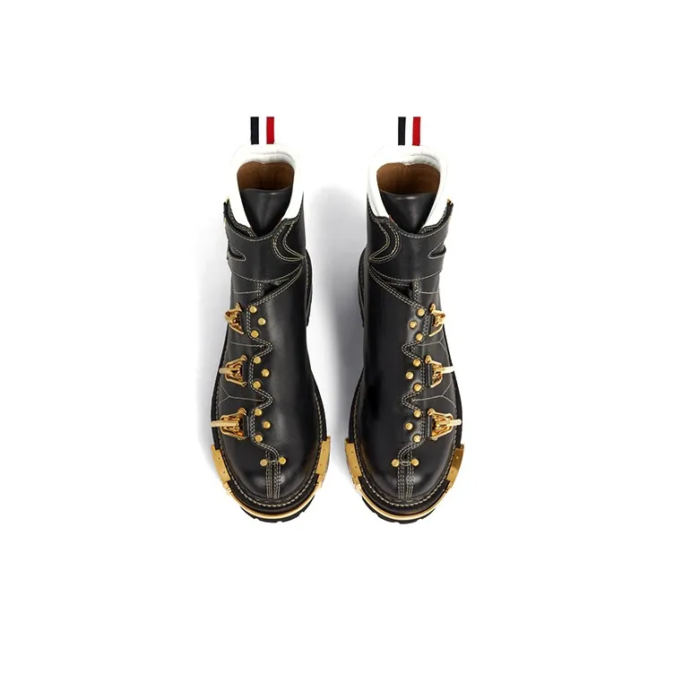 THOM BROWNE· Vitello Ankle Boots Men's Black-3