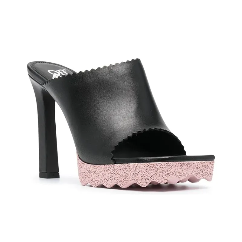 OFF WHITE Block Heel High Heels 11cm Women's Black-2