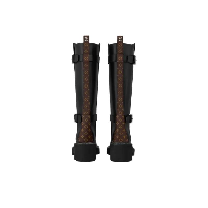 LOUIS VUITTON Beaubourg Knee high Boots 4cm Women's Black-3