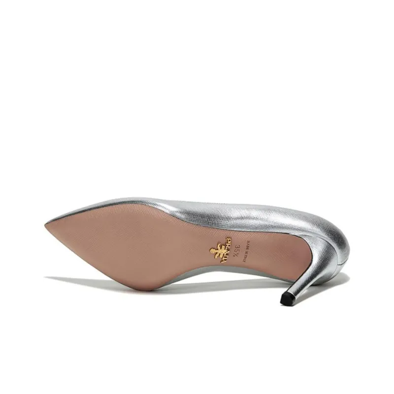 PRADA Slim Heel High Heels 8.5cm Women's Silver-5