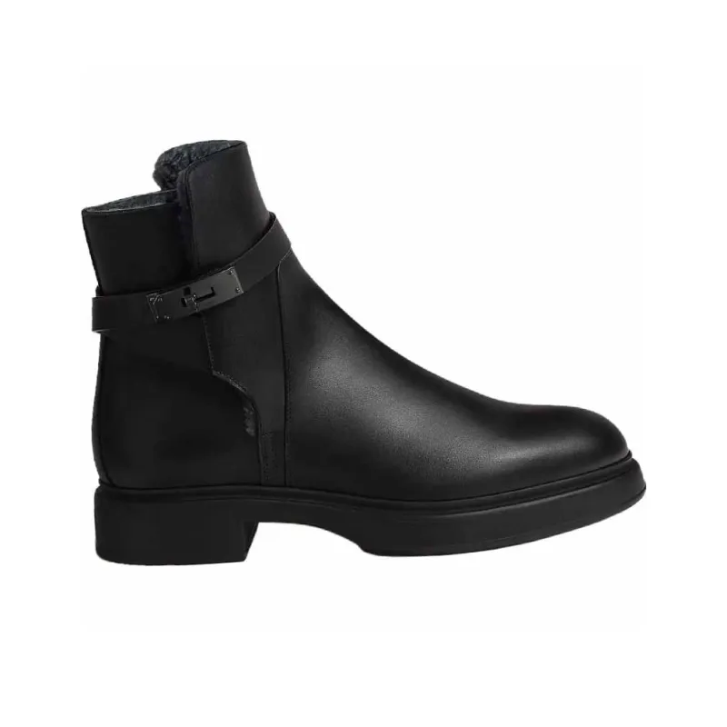 HERMES Veo Ankle Boots 3.4cm Men's Black-1