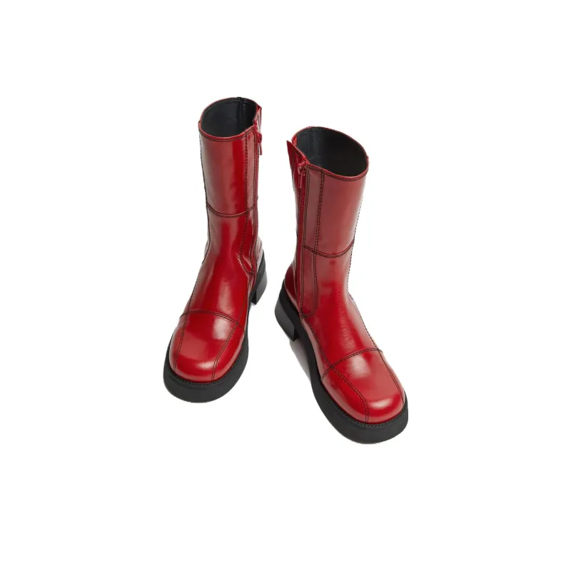 MIISTA Ankle Boots 6cm Women's Red-1