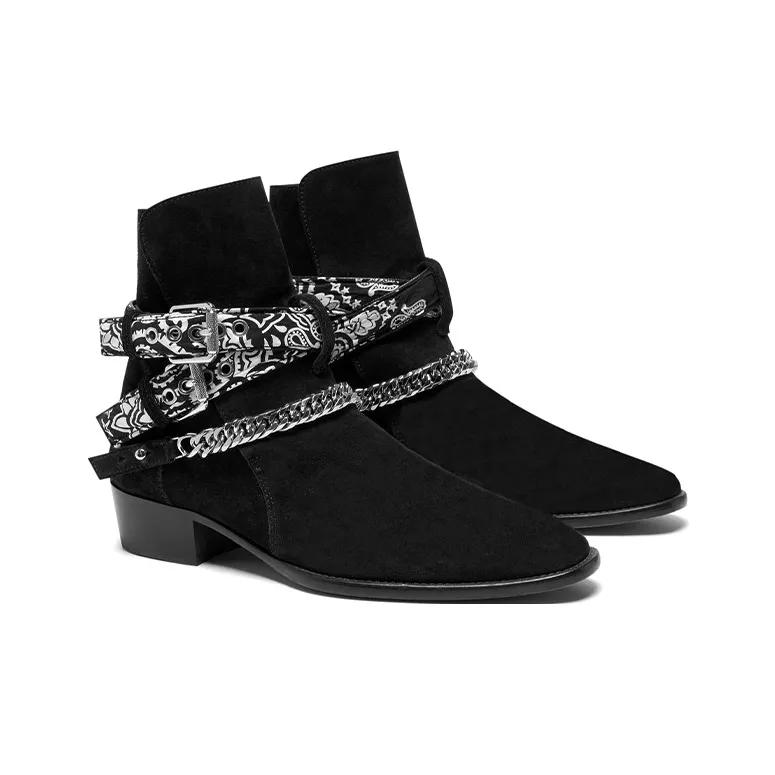 AMIRI Bandana Buckle Ankle Boots Men's Black-2