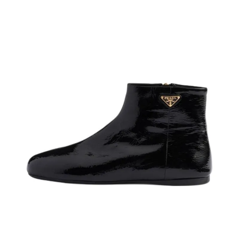 PRADA Patent Ankle Boots Women's Black-0