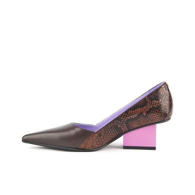 UNITED NUDE RAILA PUMP Block Heel High Heels 6cm Women's Brown Pink-0