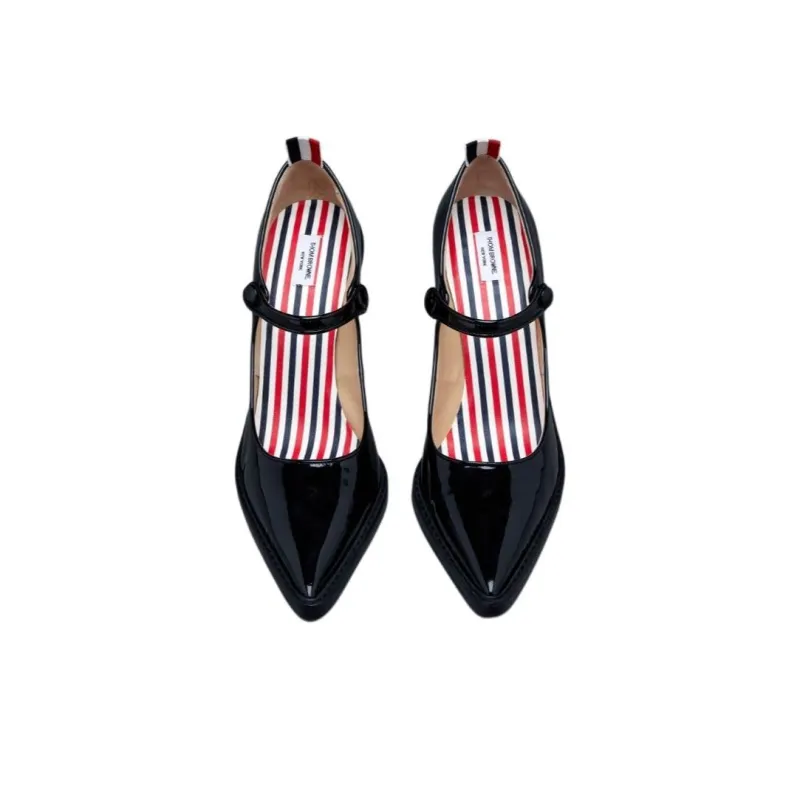 THOM BROWNE Cross-strap Mary-jane Patent Pumps-3