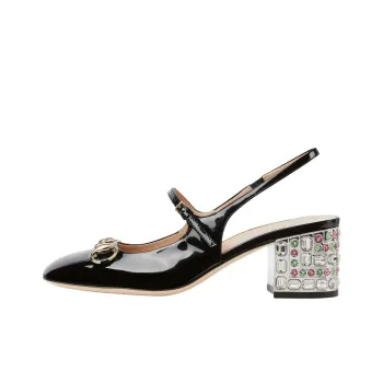 GUCCI Horsebit Block Heel High Heels 5.5cm Women's Black