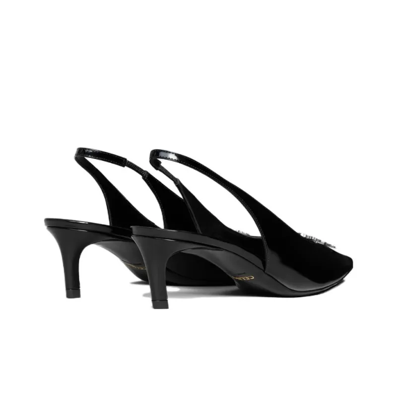 CELINE Triomphe Slim Heel High Heels 5cm Women's Black-3