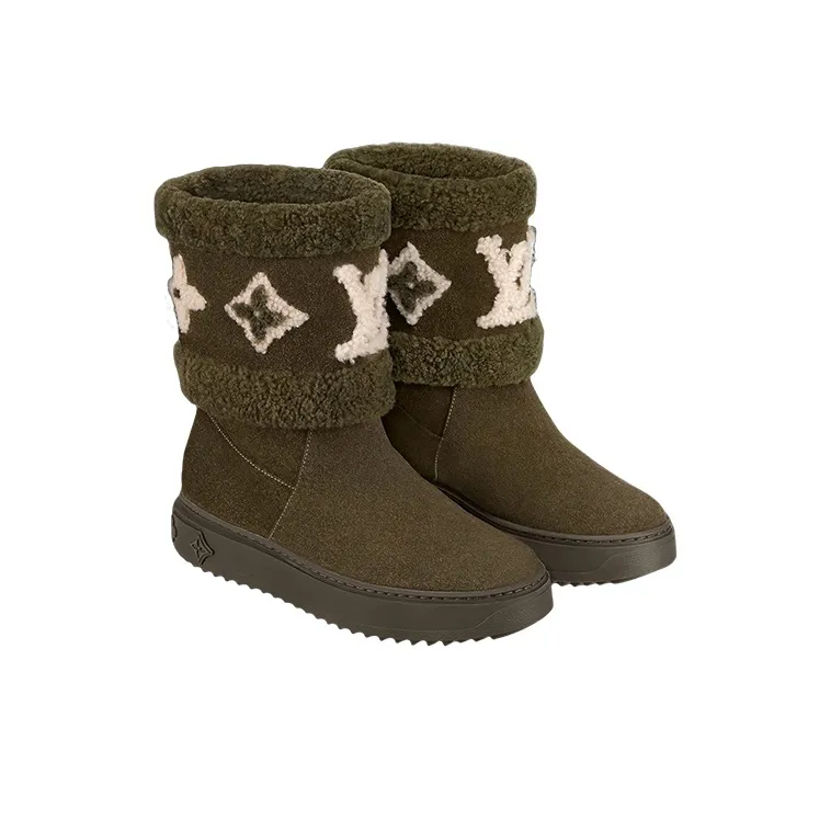 LOUIS VUITTON Snowdrop Wear-Resistant Coverage Crew Snow Boots Women's Brown-3