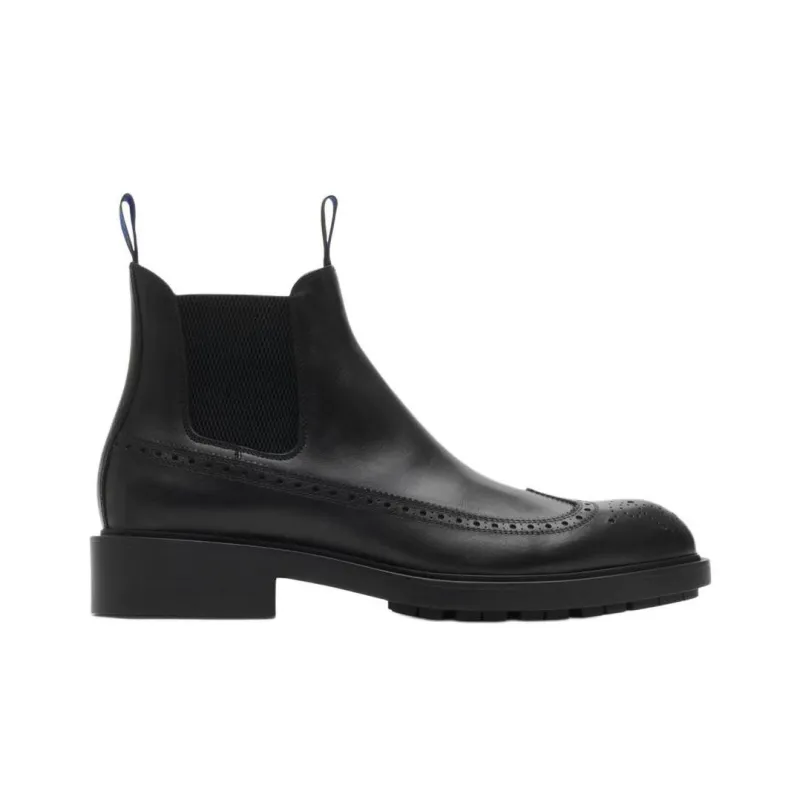 Burberry Loch Ankle Length Chelsea Boots Men's Black-1
