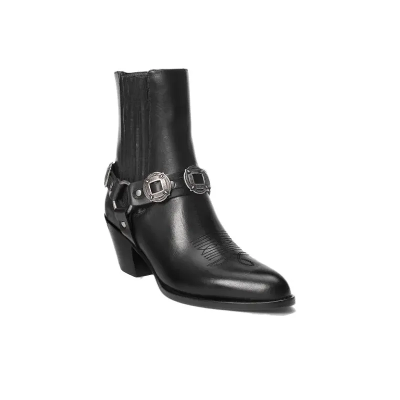 Polo Ralph Lauren Harness Short Chelsea Boots 6.5cm Women's Black-2