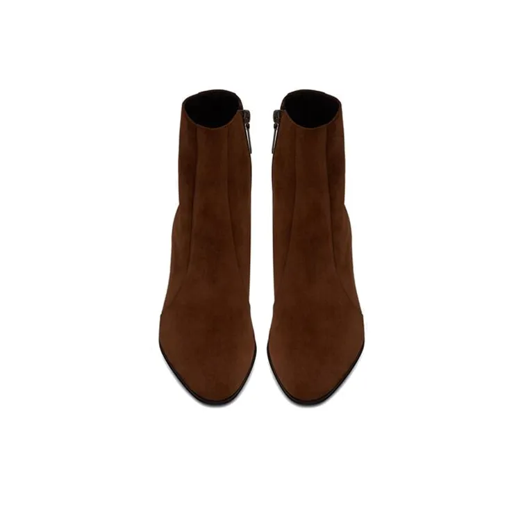 SAINT LAURENT Vassili Ankle Boots Women's Brown-3