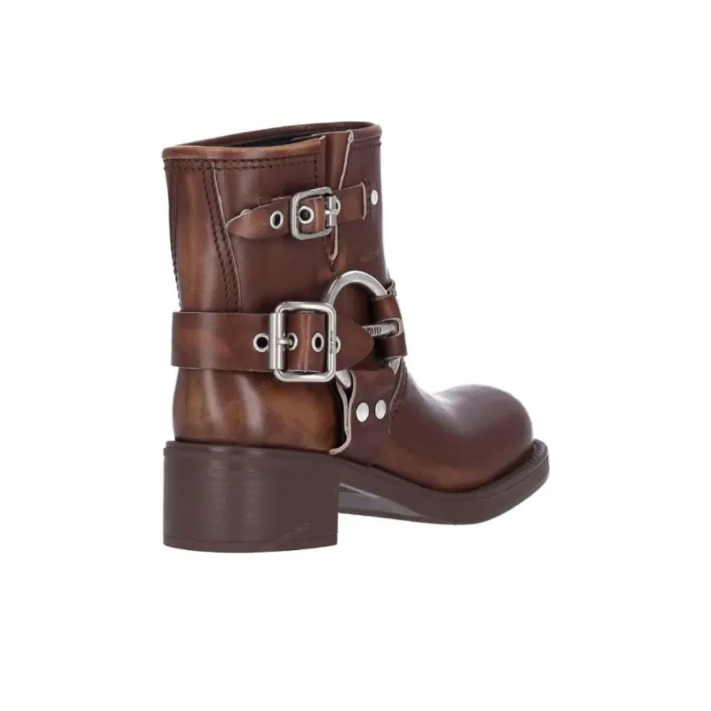 MIU MIU Ankle Boots 3cm Women's Brown-3