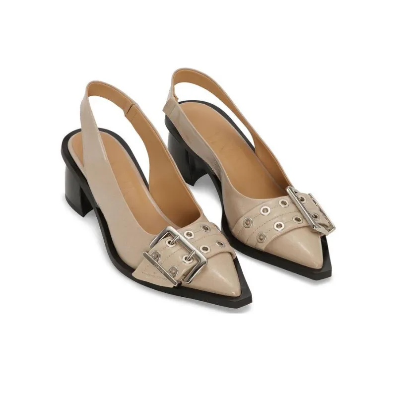 GANNI Buckled Slingback Pumps-3