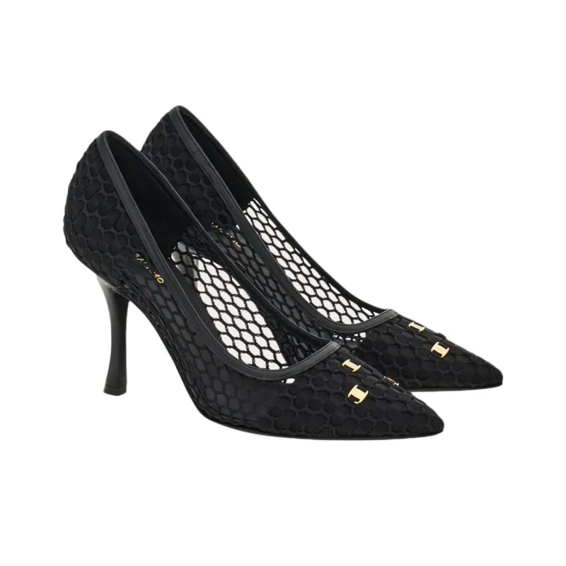 FERRAGAMO 95mm Vara-appliqué Slingback Pumps-2