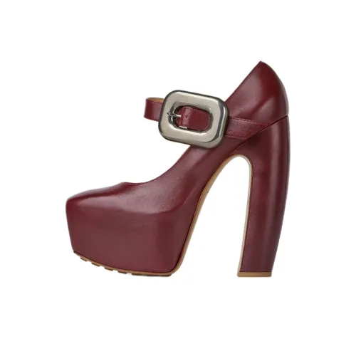 Bottega Veneta Chunky Heel High Heels 17cm Women's Cherry Color
