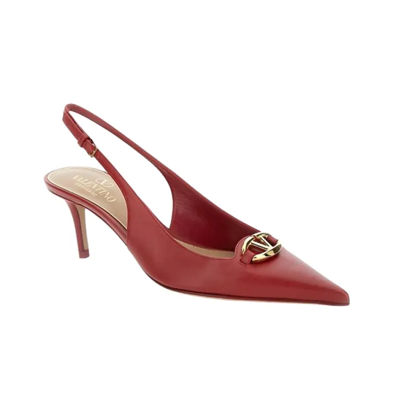 Valentino Vlogo Slim Heel High Heels 6cm Women's Red-2