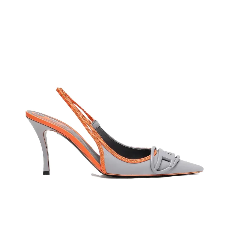 DIESEL Slim Heel High Heels 8cm Women's Gray Orange-1
