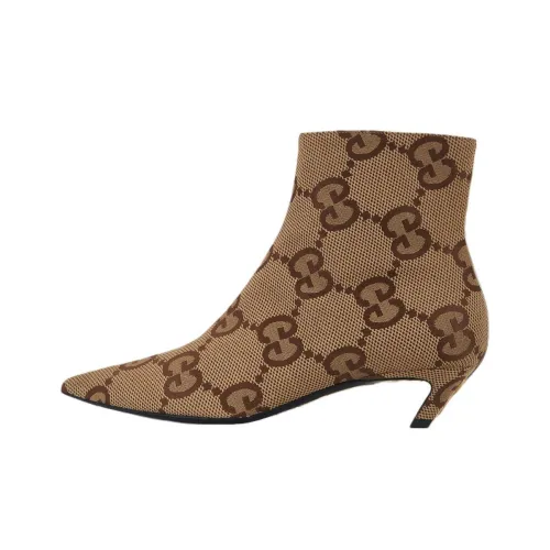 GUCCI Low Heel Boots Beige Women's