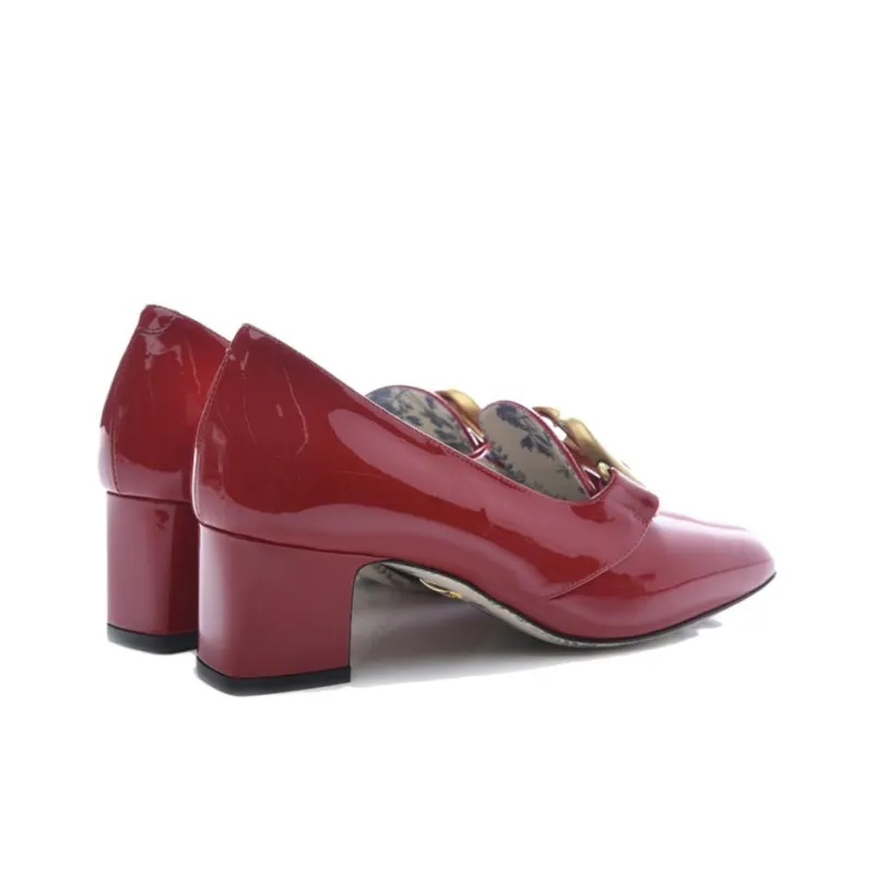 GUCCI Patent Leather Mid heel Pumps With Double G-4