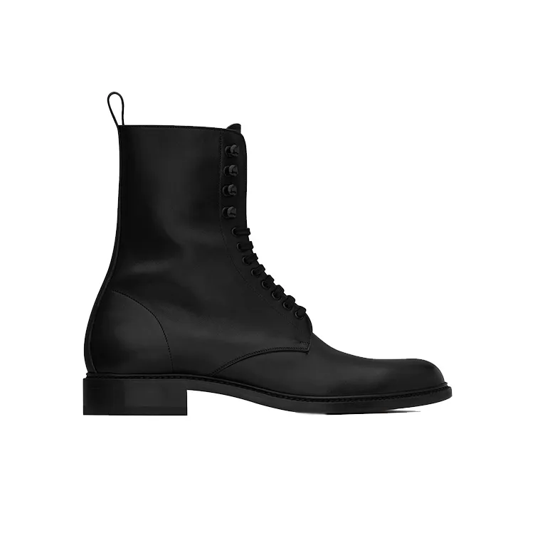 SAINT LAURENT Round Toe Lace Up Boots-1