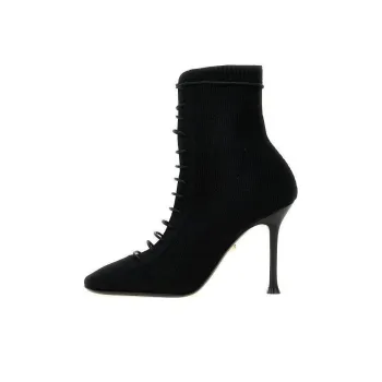 Alevì Love Ribbed-knit Ankle Boots