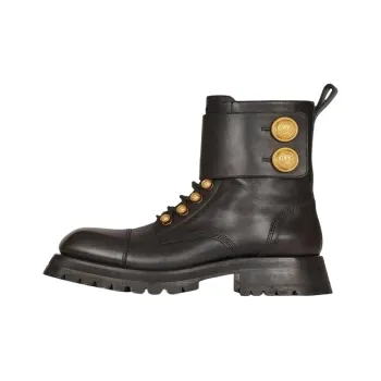BALMAIN Button Embellished Ridged Ankle Boots Women's