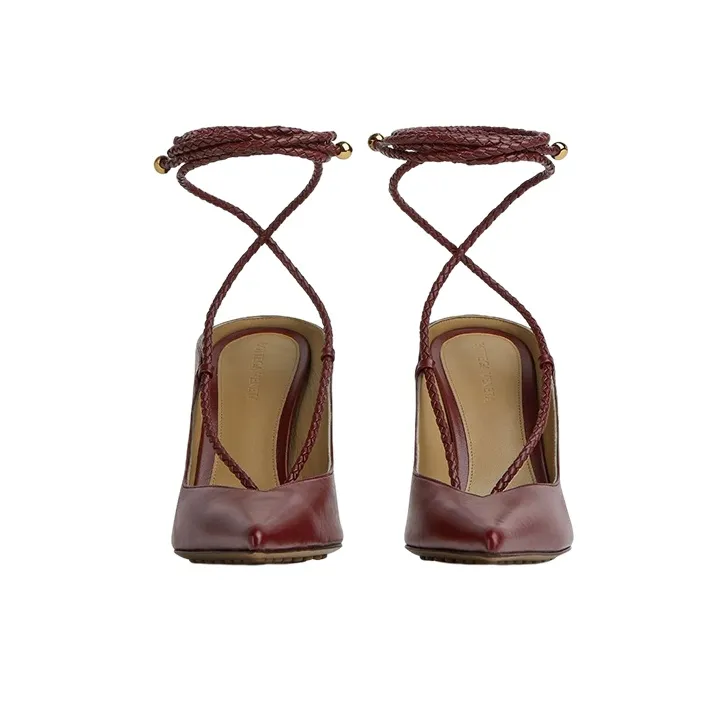 Bottega Veneta Slim Heel High Heels 10cm Women's Cherry Color-2