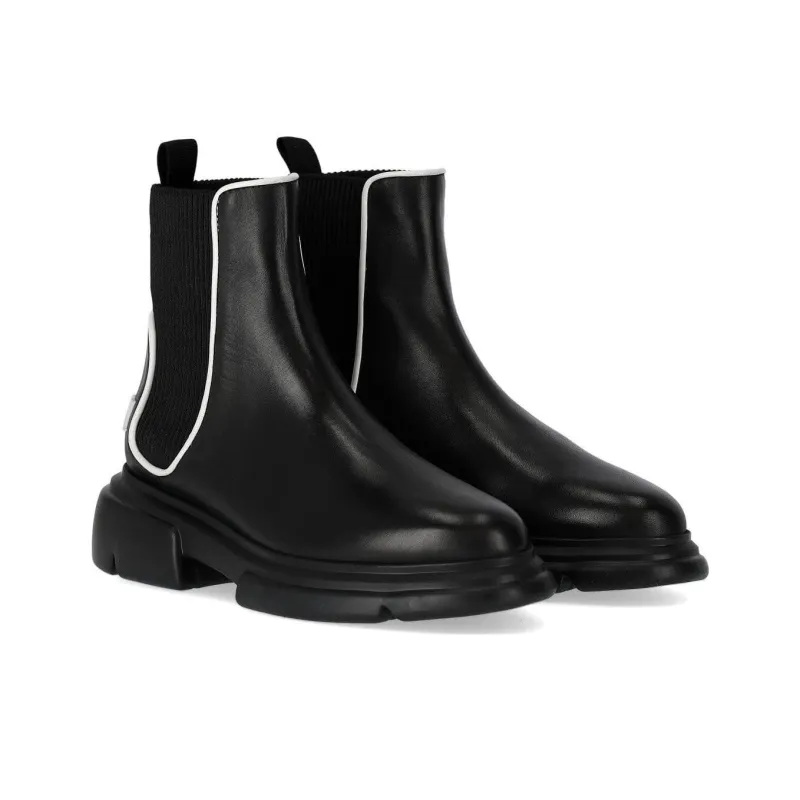 EMPORIO ARMANI Short Chelsea Boots Women's Black White-2