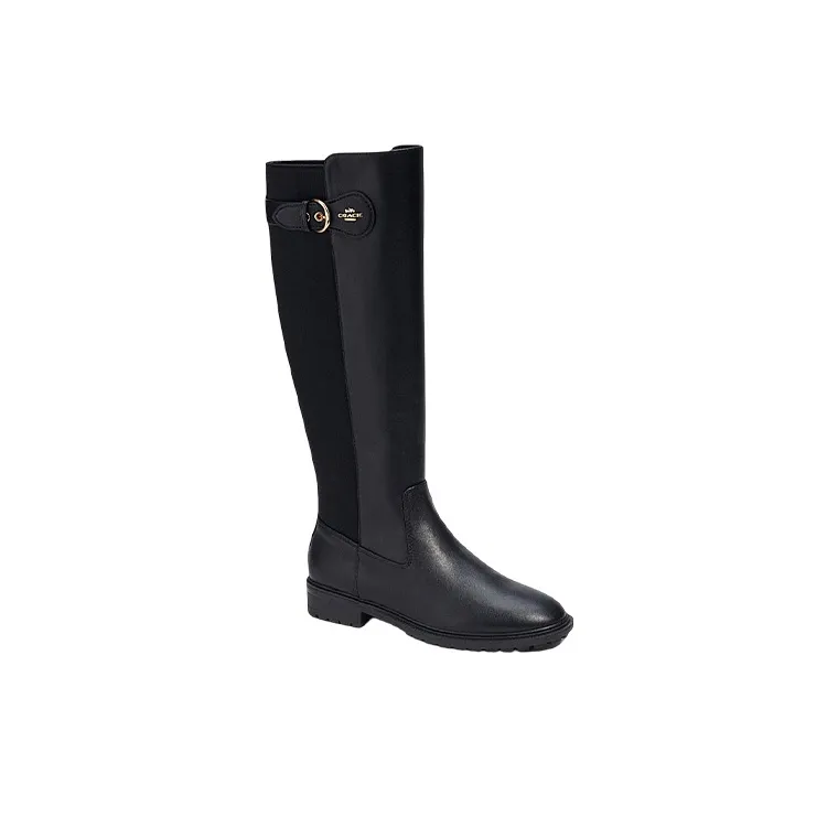 COACH Knee High Boots 1.5cm Women's Black-2