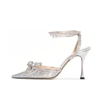 MACH & MACH 95m Bow-detailed Crystal-embellished Sandals