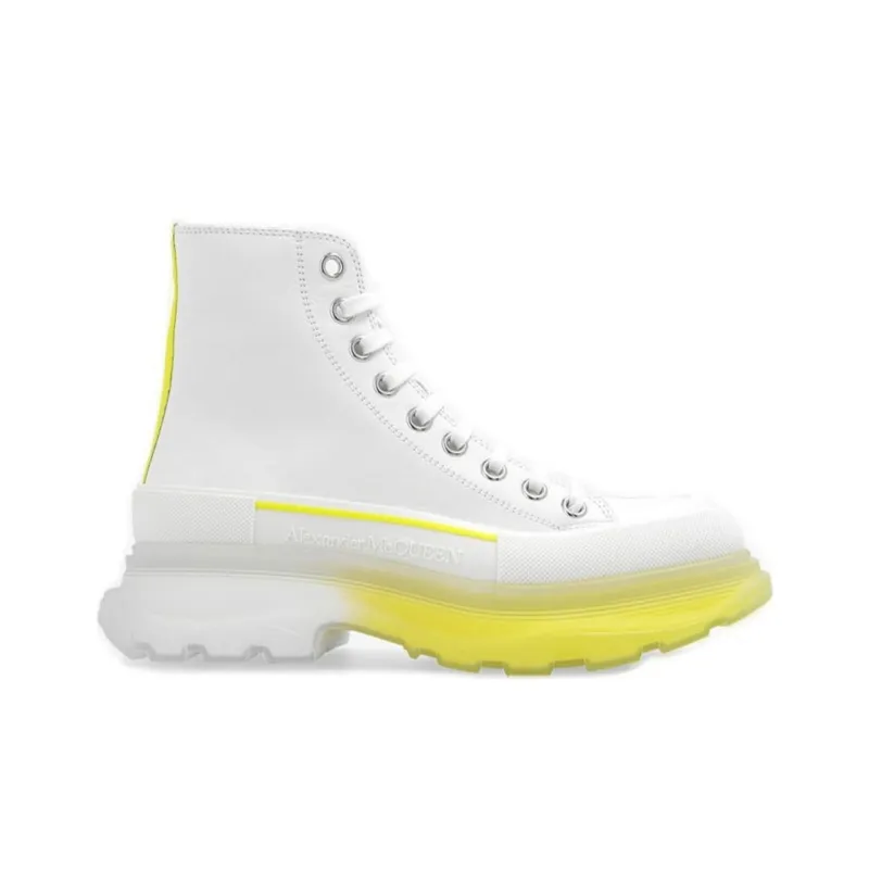 Alexander McQueen Tread Slick Lace Up Boot Leather White Lichen Yellow Gradient Women's-1