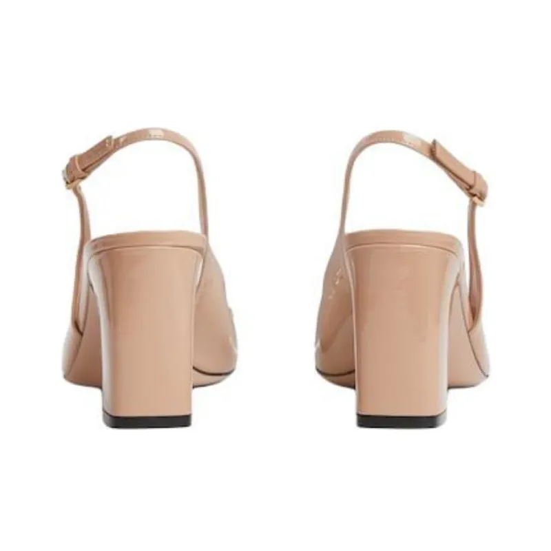 GUCCI Chunky Heel High Heels 7.5cm Women's Beige-4