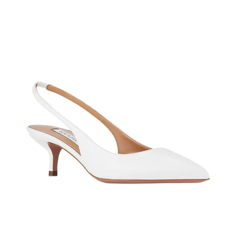 AQUAZZURA Purist Sling Slim Heel High Heels 5cm Women's White-2