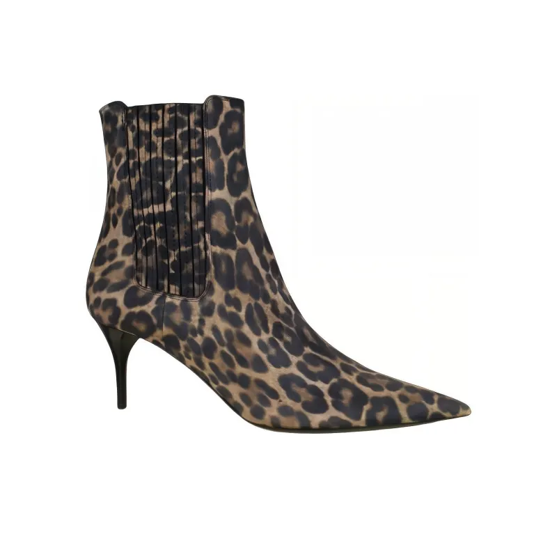 SAINT LAURENT Short Chelsea Boots Women's Leopard Print-1