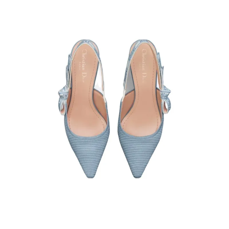 DIOR J'Adior Chunky Heel High Heels 6.5cm Women's Blue-4