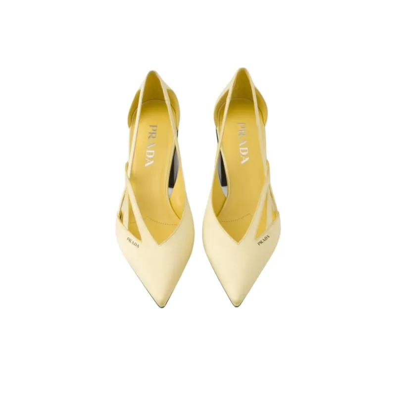 PRADA Chunky Heel High Heels 5.5cm Women's Yellow-5